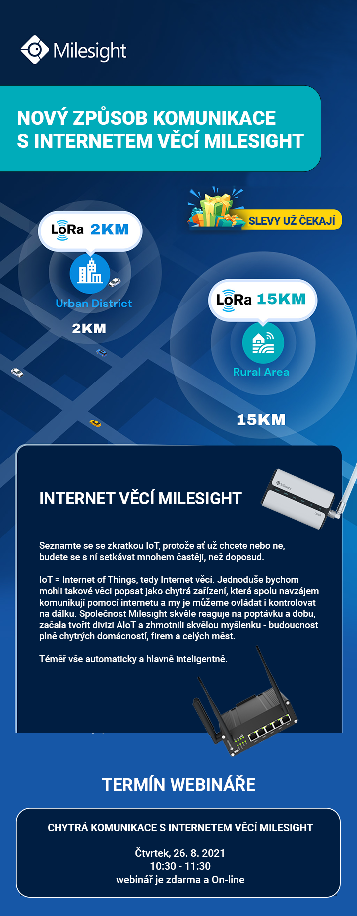 Milesight CCTV Internet věcí AIoT IoT Internet of Things webinář živě live zdarma slevy akce novinky Eurosat CS Česká republika zabezpečovací technologie 