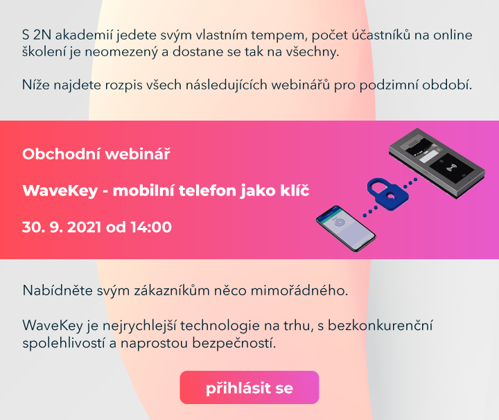 obchodní webinář 2N WaveKey přístup pomocí mobilního telefonu