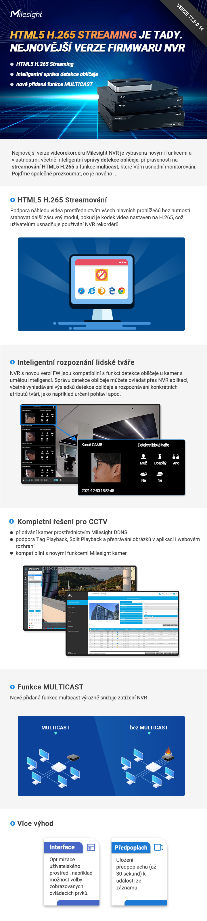 nový firmware NVR Milesight CCTV kompletní systém sada videodohled koupit kamery bezpečnostní systém zabezpečení podnikání HTML5