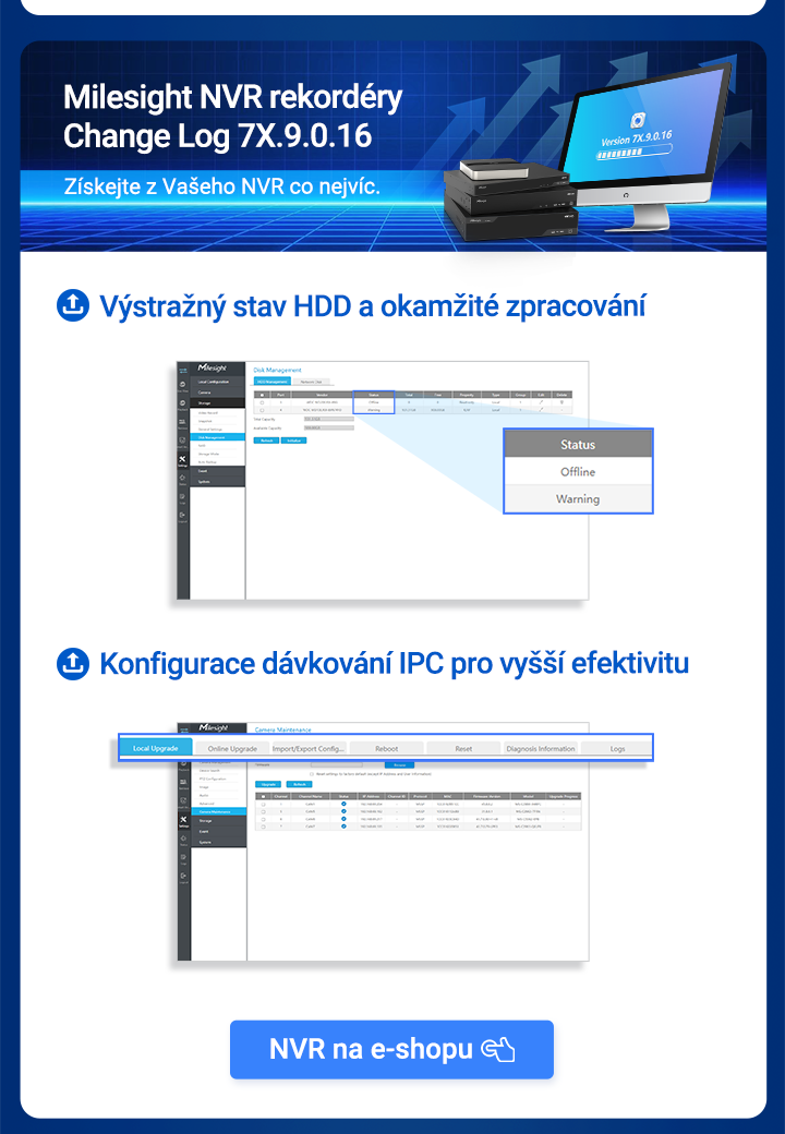 PoE NVR rekorder Milesight eshop Eurosat ceska republika sprava videa videosystem CCTV kamerovy system