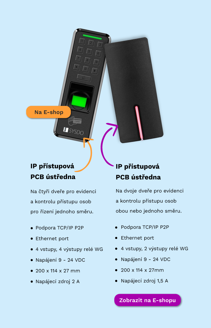 SYSDO přístupové ústředny a čtečky pro wiegand vtup i výstup docházkový systém zdarma